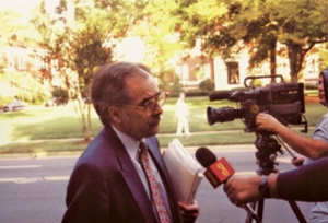 Conservative pastor Joe Chambers led the religious call to stop Angels in America at a press conference on March 18, 1996. Photo courtesy QNotes.